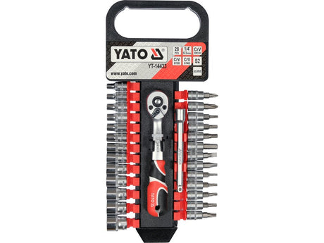 SET TUBULARE CU ACCESORII 1/4'', 28 PIESE Yato YT - 14433 - 6.3 mm, CrV Yato - scule electrice si unelte profesionale - BricoMart