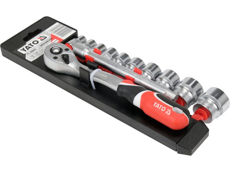 SET TUBULARE CU ACCESORII 3/8'', 12 PIESE Yato YT - 38683 - 9.5 mm, CrV Yato - scule electrice si unelte profesionale - BricoMart