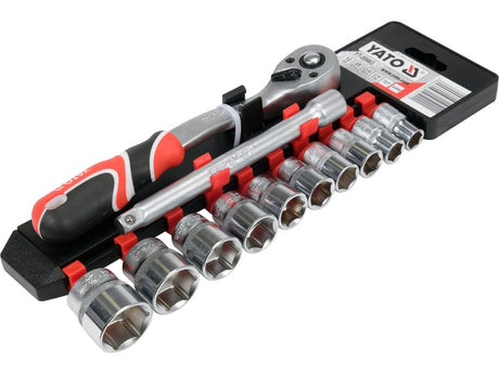 SET TUBULARE CU ACCESORII 3/8'', 12 PIESE Yato YT - 38683 - 9.5 mm, CrV Yato - scule electrice si unelte profesionale - BricoMart