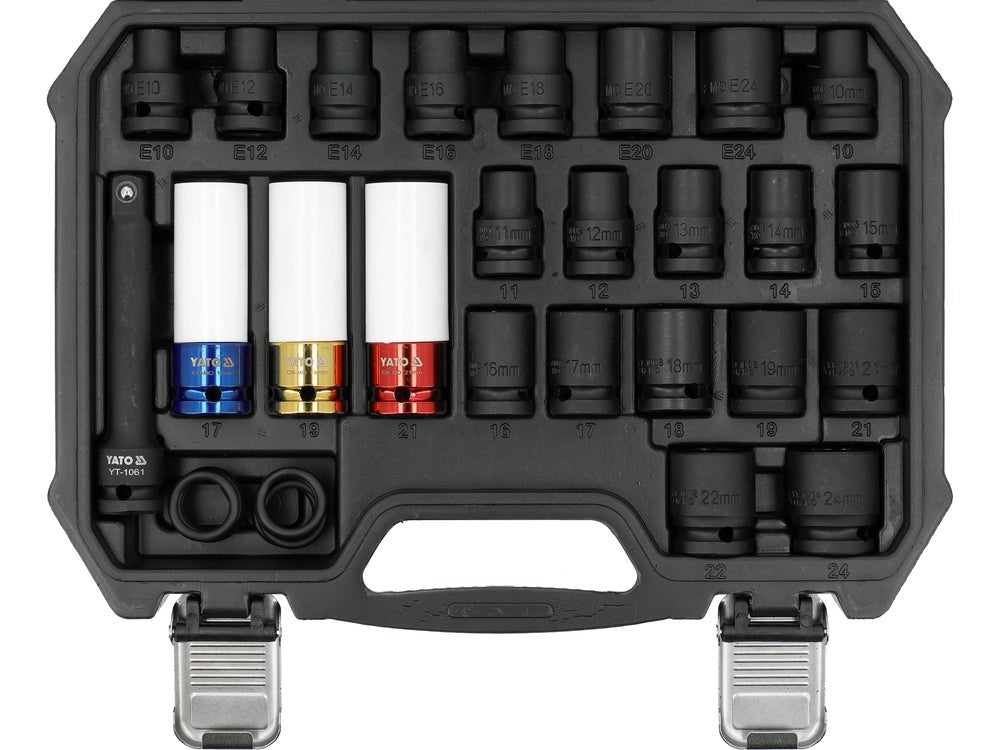 Set tubulare de impact YATO YT-10569, 1/2", 24 piese