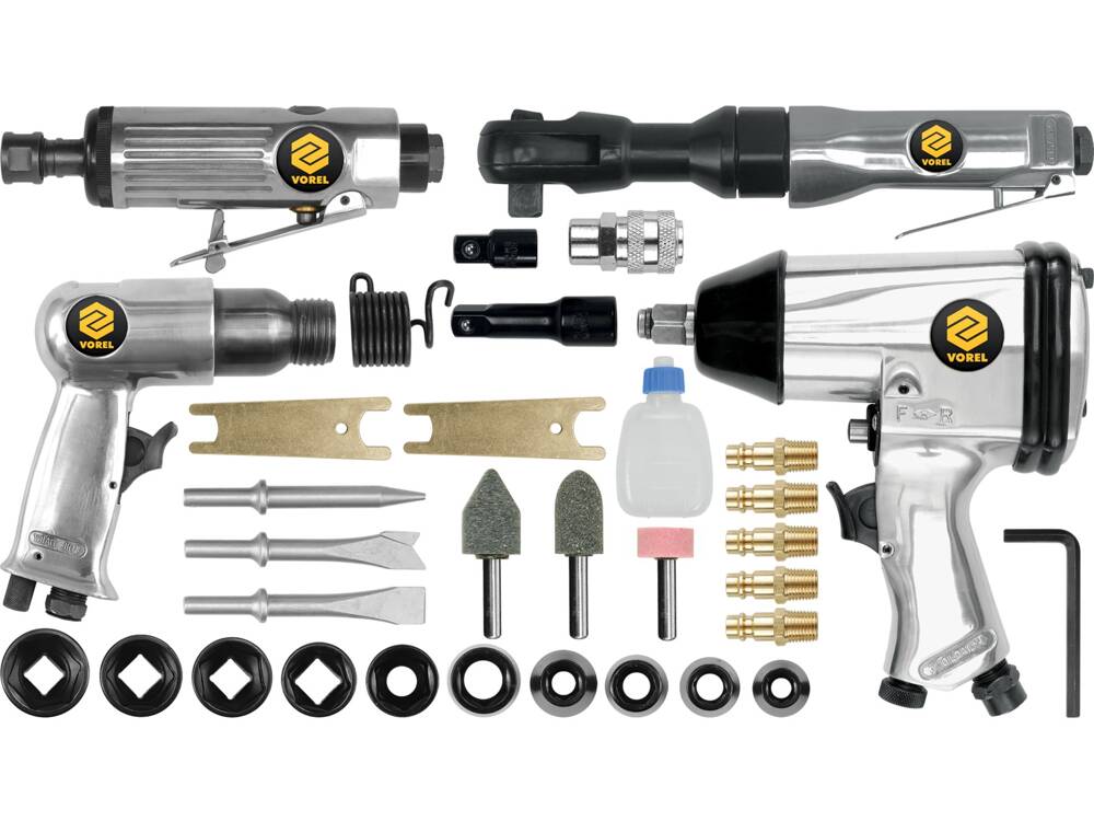 SET UNELTE PNEUMATICE VOREL 81142 + ACCESORII VOREL - scule electrice si unelte profesionale - BricoMart