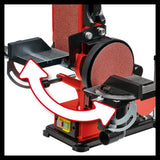 Slefuitor cu banda disc stationar Einhell TC - US 380, 380 W, viteza banda stationara 292 m/min, viteza disc abraziv 1.450 rpm, incl. 1x banda abraziva K80 si 1x hartie abraziva disc K80 Einhell - scule electrice si unelte profesionale - BricoMart