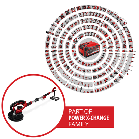 Slefuitor de gips - carton pe acumulator Einhell TP - DW 18/225 Li - Solo Power X - Change (litiu - ion, incl. furtun prelungitor, sac de colectare a prafului, smirghel si multe altele fara acumulator sau incarcator Einhell - scule electrice si unelte profesionale - BricoMart