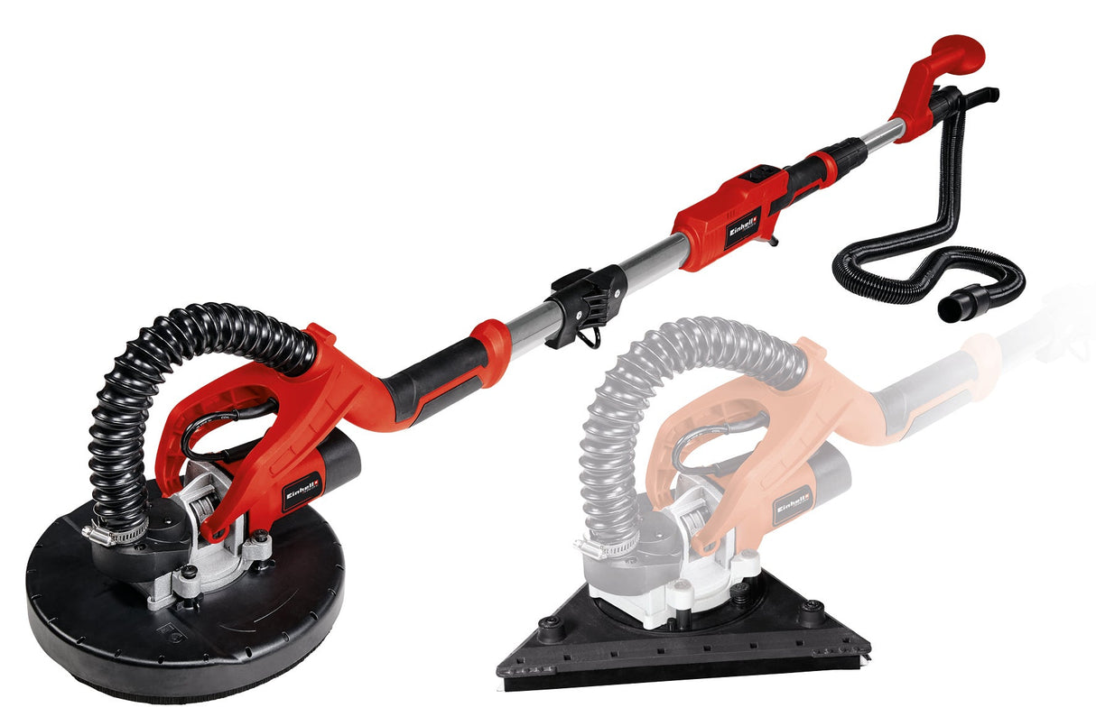 Slefuitor electric pentru gips - carton Einhell TE - DW 225 X, 750 W, disc de slefuit interschimbabil, inel cu bucsa montat pe arc, maner telescopic de pana la 165 cm, incl. discuri de slefuit + panza de grila in cutie Einhell - scule electrice si unelte profesionale - BricoMart