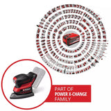 slefuitor multifunctional fara fir Einhell TE-OS 18/150-2 Li Power X-Change, 18 V, 24.000 rpm, orbita de 2 mm, colector de praf, adaptor pentru extractie, incl. 6 x foi abrazive, fara baterie - imagine 3