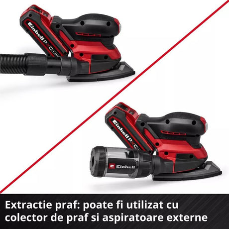 slefuitor multifunctional fara fir Einhell TE-OS 18/150-2 Li Power X-Change, 18 V, 24.000 rpm, orbita de 2 mm, colector de praf, adaptor pentru extractie, incl. 6 x foi abrazive, fara baterie - imagine 8