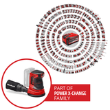 Slefuitor orbital pe acumulator Einhell TE - RS 18 Li - Solo Power X - Change, Litiu - ion, control electronic al vitezei, fixare cu micro - velcro, incl. 1x hartie abraziva P80, fara baterie si incarcator Einhell - scule electrice si unelte profesionale - BricoMart