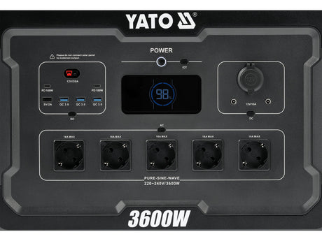 Statie incarcare portabila YATO YT-83096, 3600 W, 3072 wh - imagine 9