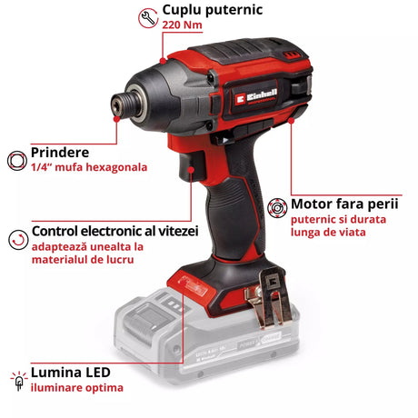 Surubelnita cu impact PROFESSIONAL fara fir Einhell TP - CI 18/220 Li BL - Solo , PurePOWER brushless , 220 Nm , Softgrip Einhell - scule electrice si unelte profesionale - BricoMart