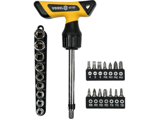 SURUBELNITA TIP T VOREL 65105 CU BITI/TUBULARE, 25BUC VOREL - scule electrice si unelte profesionale - BricoMart