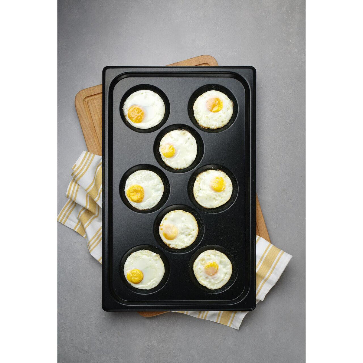 Tava pentru oua, cu invelis antiaderent CONVECTOMAT EGGPLATE, HENDI, GN 1/1, Negru, 530x325x(H)26mm