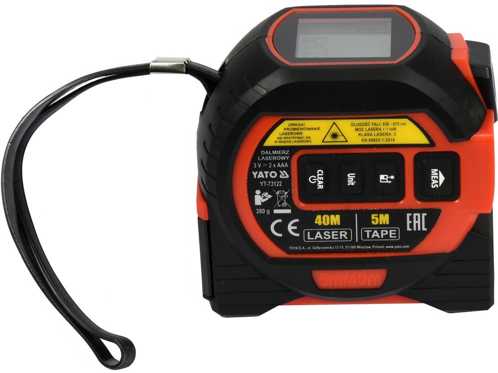 TELEMETRU LASER 40M YATO YT - 73122 + RULETA 5M YATO - scule electrice si unelte profesionale - BricoMart