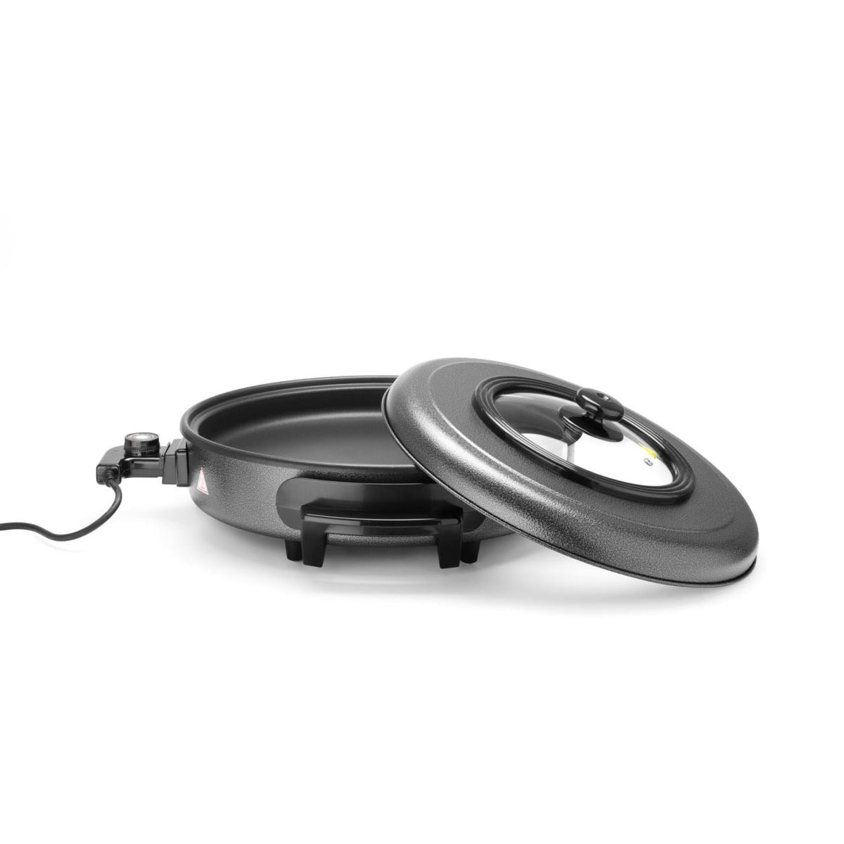 Tigaie electrica cu capac Hendi, aluminiu cu strat anti-aderent, vas interior 55x inaltime 6 cm, exterior 62x inaltime 19 cm, 230 V, 1600 W