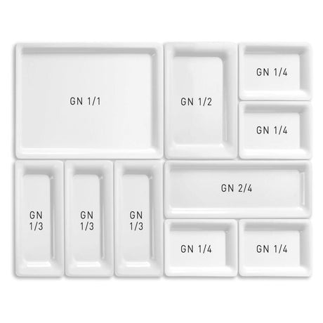 Tavă dreptunghiulară GN 1/3 melamină, albă 325x176x(H)30 FIne DIne