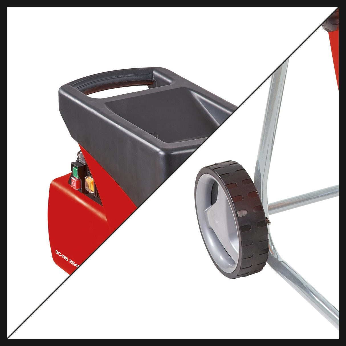 Tocator electric de crengi si resturi vegetale silentios Einhell GC - RS 2540, rola de taiere, comutator de directie, deschidere mare a buncarului, sasiu robust, inclusiv sac pentru deseuri de gradina Einhell - scule electrice si unelte profesionale - BricoMart