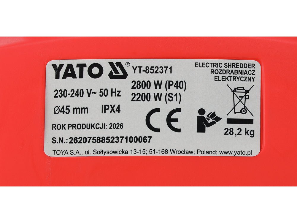Tocător electric silențios 2800 W YATO YT-852371
