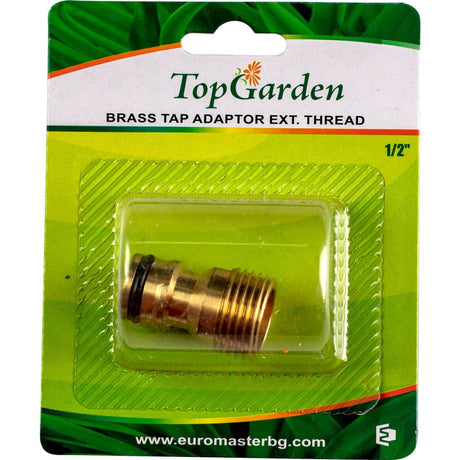 TOP GARDEN Adaptor robinet 1/2” filet exterior alama TG Material: alama Material durabil care garantează o durată lungă de viață Conexiune cu fir extern Top Garden - scule electrice si unelte profesionale - BricoMart