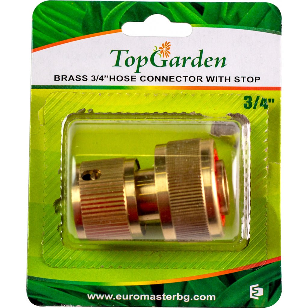 TOP GARDEN Conector alama furtun cu stop 3/4” TG Opreste apa la decuplare Top Garden - scule electrice si unelte profesionale - BricoMart