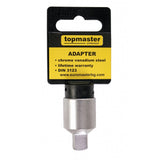 TOP MASTER PRO Adaptor 1/2"F x 3/8"M TMP Material: otel crom - vanadiu de inalta calitate Standard - DIN3123 Adaptor 1/2 "F la 3/8" M Top Master Pro - scule electrice si unelte profesionale - BricoMart