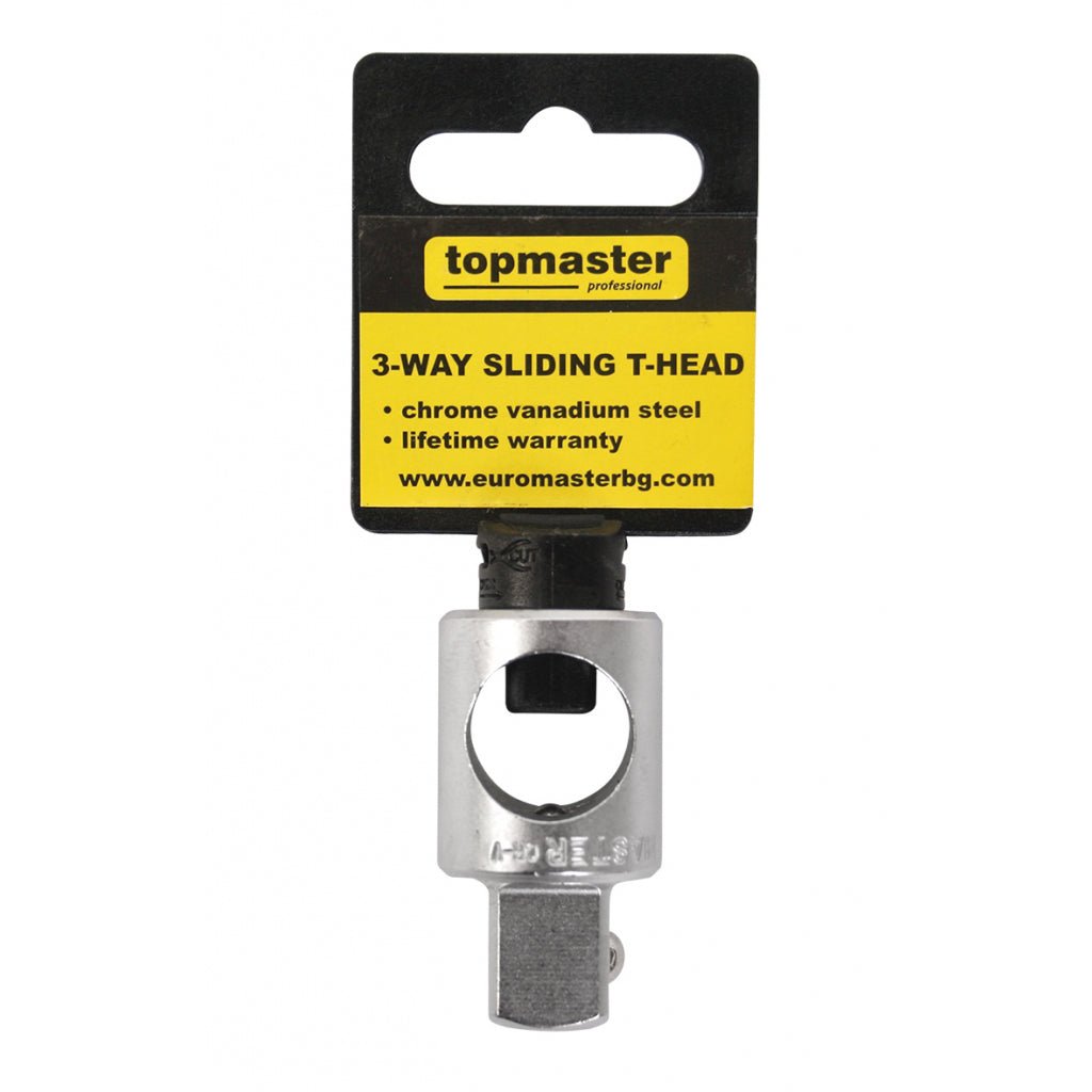 TOP MASTER PRO Adaptor pt. "T" 3/8" F - 1/2" M TMP Material: otel crom - vanadiu de inalta calitate Standard - DIN3123 Adaptor 3/8"F la 1/2" M Top Master Pro - scule electrice si unelte profesionale - BricoMart