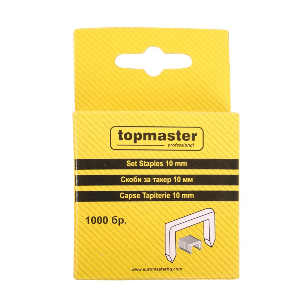 TOP MASTER PRO Capse tapiterie 10mm / set 1000pcs TMP Material: otel calit Top Master Pro - scule electrice si unelte profesionale - BricoMart