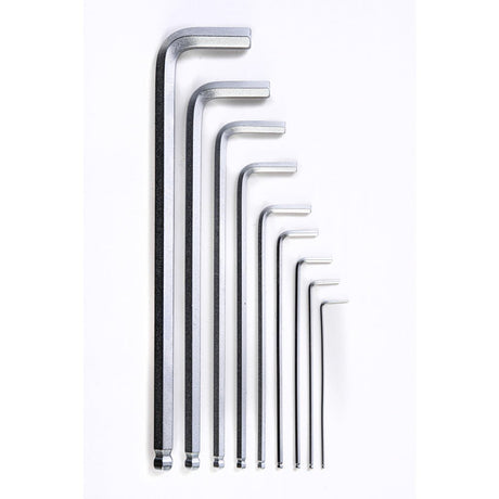 TOP MASTER PRO Chei imbus cu bila 1.5-10mm extralungi set 9pcs CR-V TMP Finisaj lucios Material: otel crom-vanadiu de inalta calitate Unghi de lucru de pana la 25 °, pentru operare in locuri g Top Master Pro - scule electrice si unelte profesionale - BricoMart