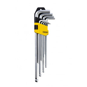TOP MASTER PRO Chei imbus cu bila 1.5-10mm extralungi set 9pcs CR-V TMP Finisaj lucios Material: otel crom-vanadiu de inalta calitate Unghi de lucru de pana la 25 °, pentru operare in locuri g Top Master Pro - scule electrice si unelte profesionale - BricoMart
