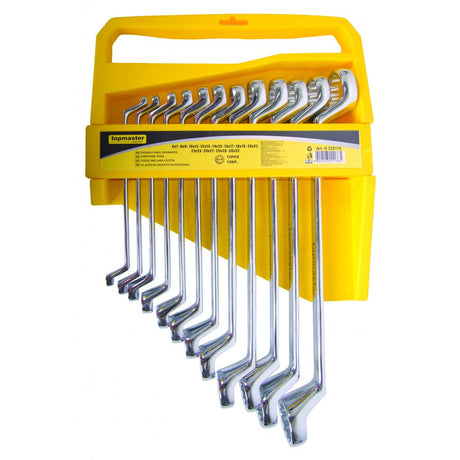 TOP MASTER PRO Chei inelar cotite 6 - 32mm set 12pcs CR - V TMP Material: otel crom - vanadiu de inalta calitate Sistem comod de depozitare Top Master Pro - scule electrice si unelte profesionale - BricoMart
