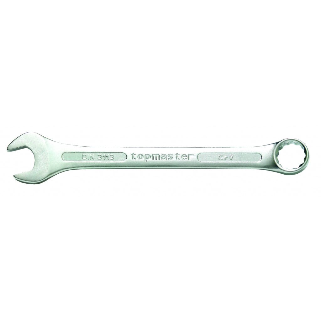 TOP MASTER PRO Cheie combinata 21mm CR - V TMP DIN 3113 Capatul cheii este inclinat cu 15 ° pentru lucru facil in spatii inaccesibile Material: otel crom - vanadiu de inalta cali Top Master Pro - scule electrice si unelte profesionale - BricoMart