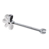TOP MASTER PRO Cheie combinata cu clichet cap flexibil 15mm FLEX CR - V TMP Capatul cheii este inclinat cu 15 ° pentru lucru facil in spatii inaccesibile Material: otel crom - vanadiu de inalta cali Top Master Pro - scule electrice si unelte profesionale - BricoMart