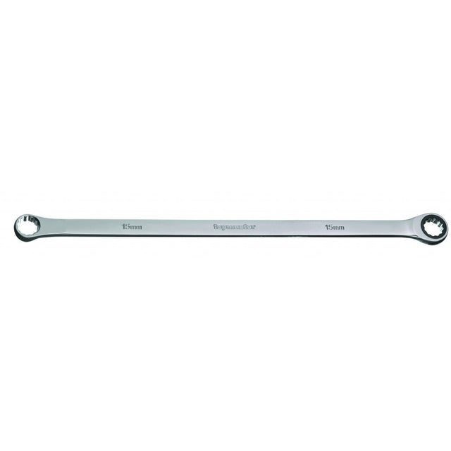 TOP MASTER PRO Cheie inelara cu clichet 12mm CR - V TMP Material: otel crom - vanadiu de inalta calitate Brat lung Top Master Pro - scule electrice si unelte profesionale - BricoMart