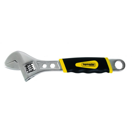 TOP MASTER PRO Cheie reglabila-maner ergonomic 300mm TMP Material: otel crom-vanadiu de inalta calitate presat la cald Falci inclinate la 23° pentru acces facil Top Master Pro - scule electrice si unelte profesionale - BricoMart