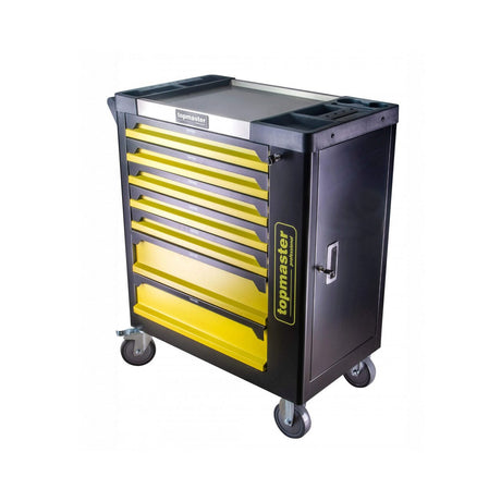 TOP MASTER PRO Dulap pt scule 7 sertare echipat 182 piese TMP Blat din oțel inoxidabil cu compartimente pentru detalii mici Sertare cu mecanism de blocare automată împotriva deschide Top Master Pro - scule electrice si unelte profesionale - BricoMart
