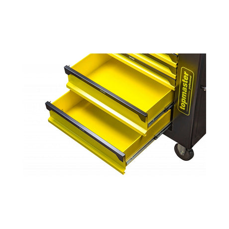 TOP MASTER PRO Dulap pt scule 7 sertare echipat 182 piese TMP Blat din oțel inoxidabil cu compartimente pentru detalii mici Sertare cu mecanism de blocare automată împotriva deschide Top Master Pro - scule electrice si unelte profesionale - BricoMart