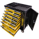 TOP MASTER PRO Dulap scule 7 sertare echipat 219 piese TMP Blat din PVC cu compartimente pentru detalii mici. Roți din PVC + PP. Compartiment lateral cu închidere. 7 sertare. Top Master Pro - scule electrice si unelte profesionale - BricoMart