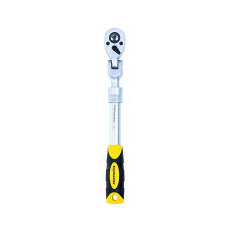 TOP MASTER PRO Maner clichet 1/2" 72 extensibil 150 - 200mm articulat TMP Cap pivotant Maner bi - material pentru o mai buna prindere Material: otel crom - vanadiu de inalta calitate Brat telescopic Top Master Pro - scule electrice si unelte profesionale - BricoMart