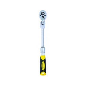 TOP MASTER PRO Maner clichet 1/4" 72 extensibil 150 - 200mm articulat TMP Cap pivotant Maner bi - material pentru o mai buna prindere Material: otel crom - vanadiu de inalta calitate Brat telescopic Top Master Pro - scule electrice si unelte profesionale - BricoMart