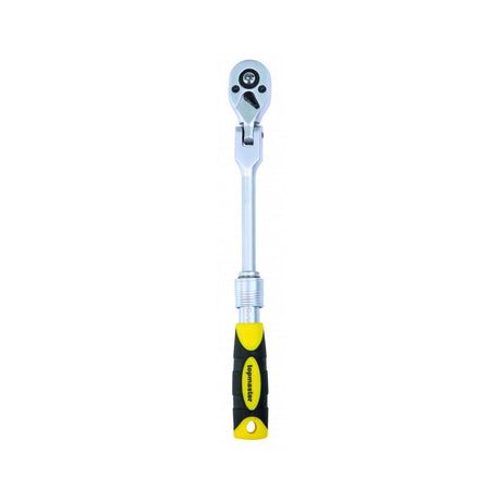 TOP MASTER PRO Maner clichet 1/4" 72 extensibil 150 - 200mm articulat TMP Cap pivotant Maner bi - material pentru o mai buna prindere Material: otel crom - vanadiu de inalta calitate Brat telescopic Top Master Pro - scule electrice si unelte profesionale - BricoMart