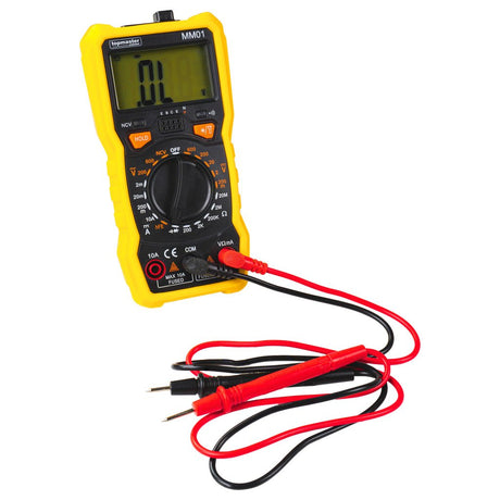 TOP MASTER PRO Multimetru MM01 TMP Multifuncționalitate: Permite măsurarea tensiunii AC și DC, curentului, rezistenței, capacității și verificarea diodei. Top Master Pro - scule electrice si unelte profesionale - BricoMart