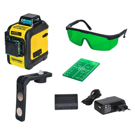 TOP MASTER PRO Nivela laser 3D TMP Laser profesional 3D linie verde Laserul are protectie cauciucata a carcasei, combinată cu rezistentă la praf și la apă Top Master Pro - scule electrice si unelte profesionale - BricoMart