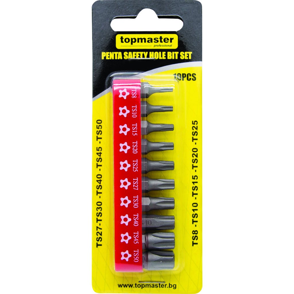 TOP MASTER PRO Set 10 biti Torx a 1/4' TS8 - 50 TMP Material: otel calit S2 Convenient plastic organizer Top Master Pro - scule electrice si unelte profesionale - BricoMart