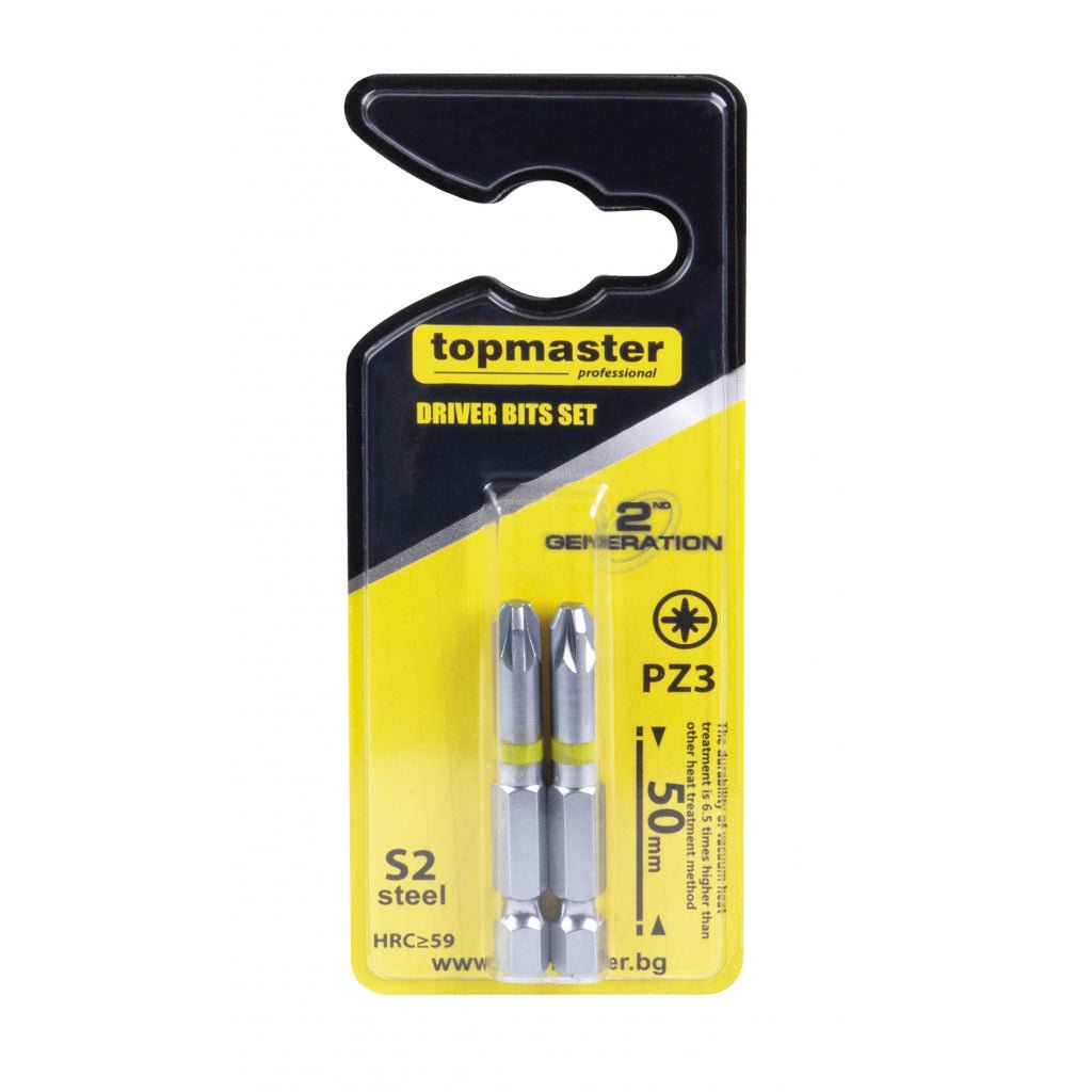 TOP MASTER PRO Set 2 biti PZ3 50mm TMP Fabricat din oțel S2 de înaltă calitate, tratat termic într - un mediu vidat, care oferă o rezistență de uzură de până la Top Master Pro - scule electrice si unelte profesionale - BricoMart