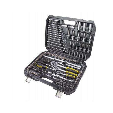 TOP MASTER PRO Set 216 tubulare ¼ si ½ si 3/8 CR - V entry level TMP Material: otel crom - vanadiu de inalta calitate 50BV30. Cu acoperire anticoroziune Top Master Pro - scule electrice si unelte profesionale - BricoMart