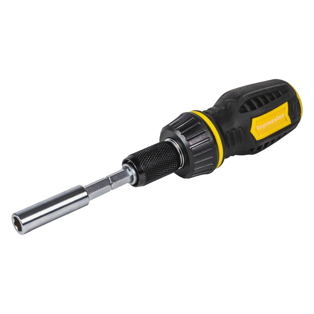 TOP MASTER PRO Set 25buc. biți cu șurubelniță cu clichet TMP Un set conceput pentru diverse tipuri de lucrări de reparații și nevoi zilnice Setul include o varietate de biți, mai mu Top Master Pro - scule electrice si unelte profesionale - BricoMart