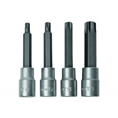 TOP MASTER PRO Set 4 biti torx act.1/2" T40 - T70 100mm CR - V TMP Material: otel calit S2 Top Master Pro - scule electrice si unelte profesionale - BricoMart