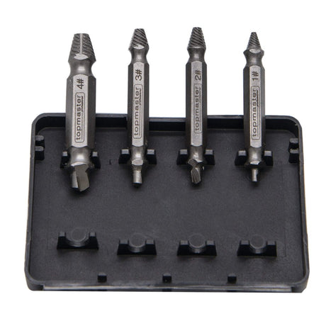 TOP MASTER PRO Set 4 extractoare suruburi TMP Material:otel crom molibden Cutie de depozitare Top Master Pro - scule electrice si unelte profesionale - BricoMart
