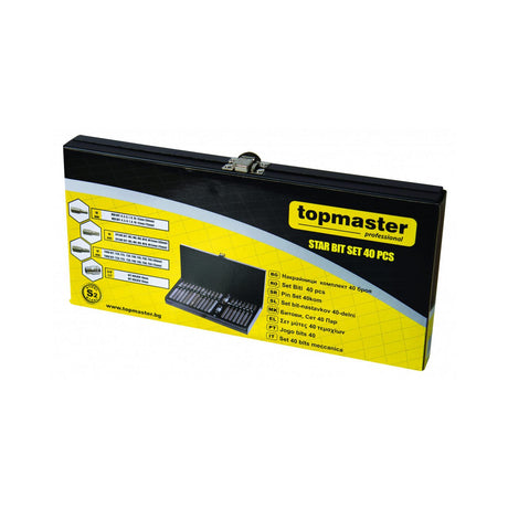 TOP MASTER PRO Set 40 biti mecanica S2 TMP Material biti: otel calit S2 Adaptor biti din crom - vanadiu Top Master Pro - scule electrice si unelte profesionale - BricoMart