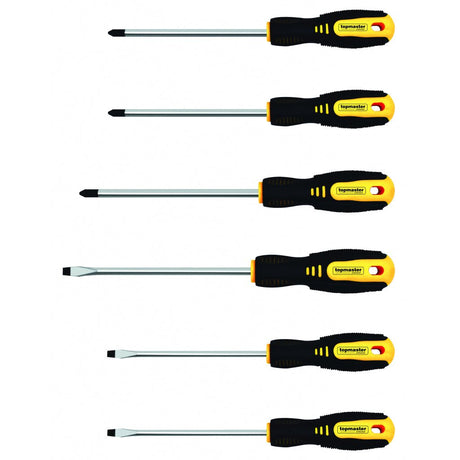 TOP MASTER PRO Set 6 surubelnite in cutie carton CR-V TMP Cap magnetic Maner bi-material pentru o aderenta si confort sporite Fabricat din otel Cr-V de calitate Top Master Pro - scule electrice si unelte profesionale - BricoMart