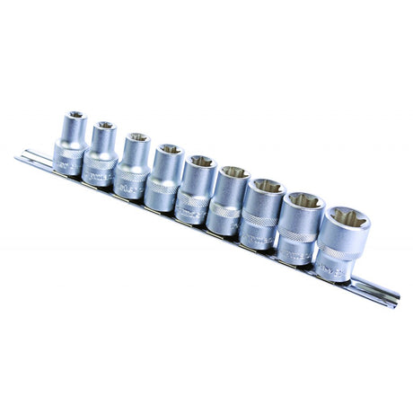 TOP MASTER PRO Set tubulare 1/2" 9pcs CR - V TMP Material: otel crom - vanadiu de inalta calitate Placat cu nichel Top Master Pro - scule electrice si unelte profesionale - BricoMart