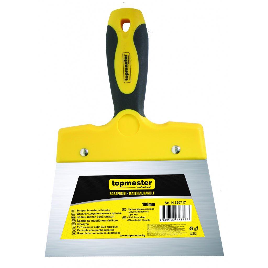 TOP MASTER PRO Spaclu cu maner plastic 180mm TMP Material:otel inoxidabil Maner 2 straturi Top Master Pro - scule electrice si unelte profesionale - BricoMart